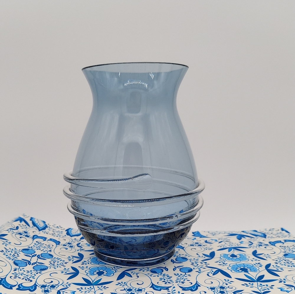Blue Glass Decorative Vase with Applied Detail